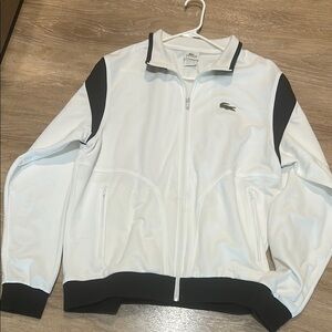 Lacoste Men's White and Black Zip-Up Jacket